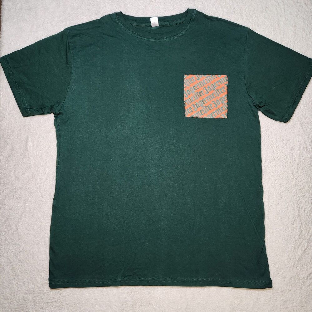 Jägermeister Men's Large Green Distillery T-Shirt w/ Pocket Graphic & Back Logo